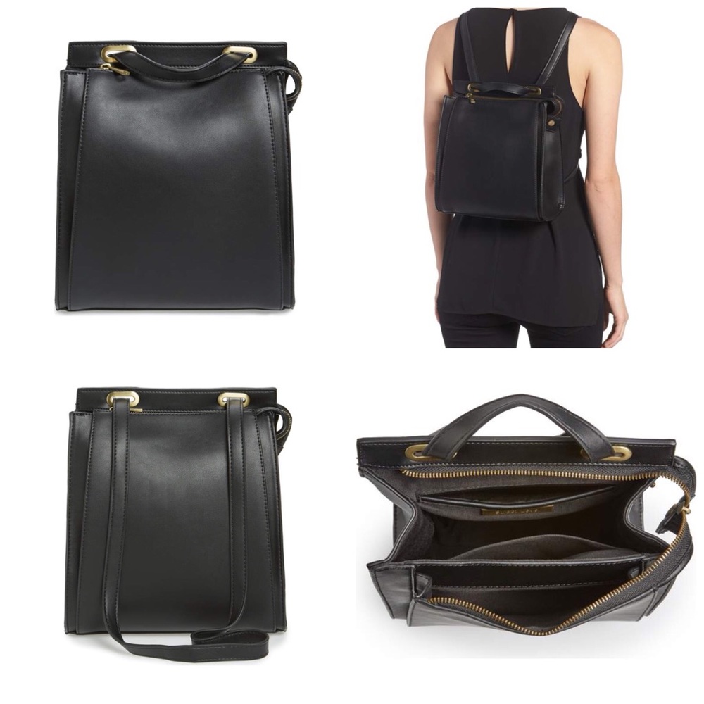 Faux Leather Convertible Backpack